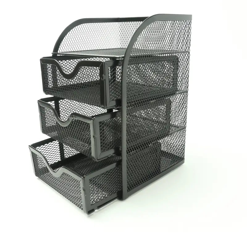 4 Tier Mesh Desk Organizer with 3 Drawers - Efficient Desk Organization-2
