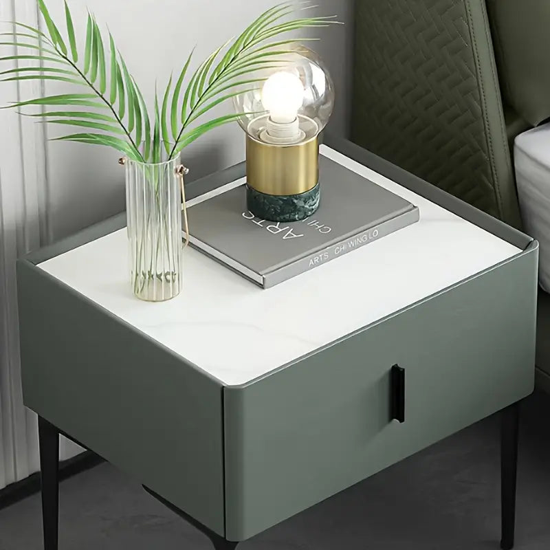 Black Metal Legs & Handles Bedside Table-2