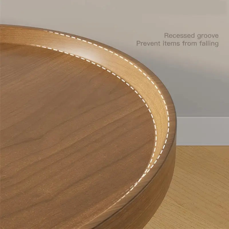 Contemporary Nordic Style Wood Round Coffee Table - Walnut Color-4