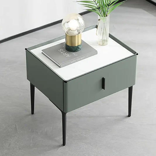 Black Metal Legs & Handles Bedside Table-1