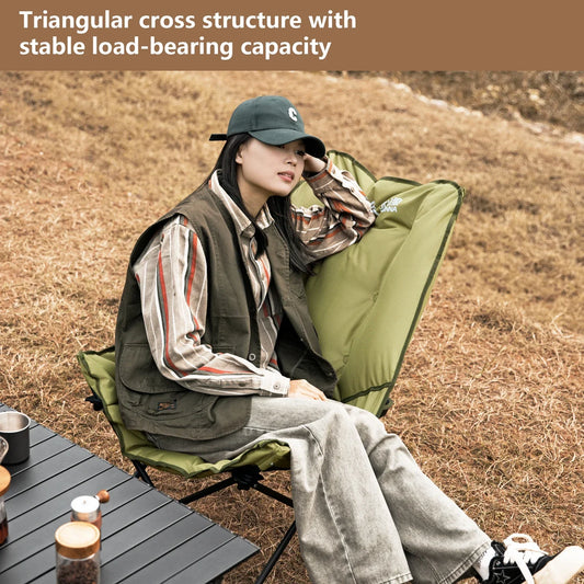 High-Back Adjustable Camping Moon Folding Leisure Chair Green-1