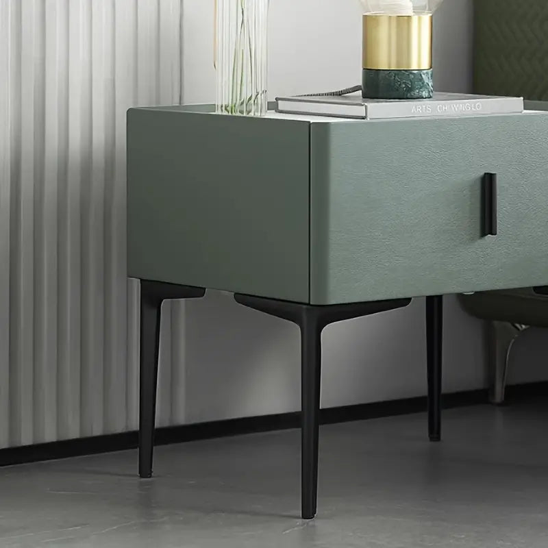 Black Metal Legs & Handles Bedside Table-4